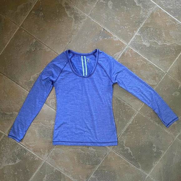 Zella Women's Heather Blue Long Sleeve With Thumbholes Activewear Shirt Size S - Picture 12 of 12